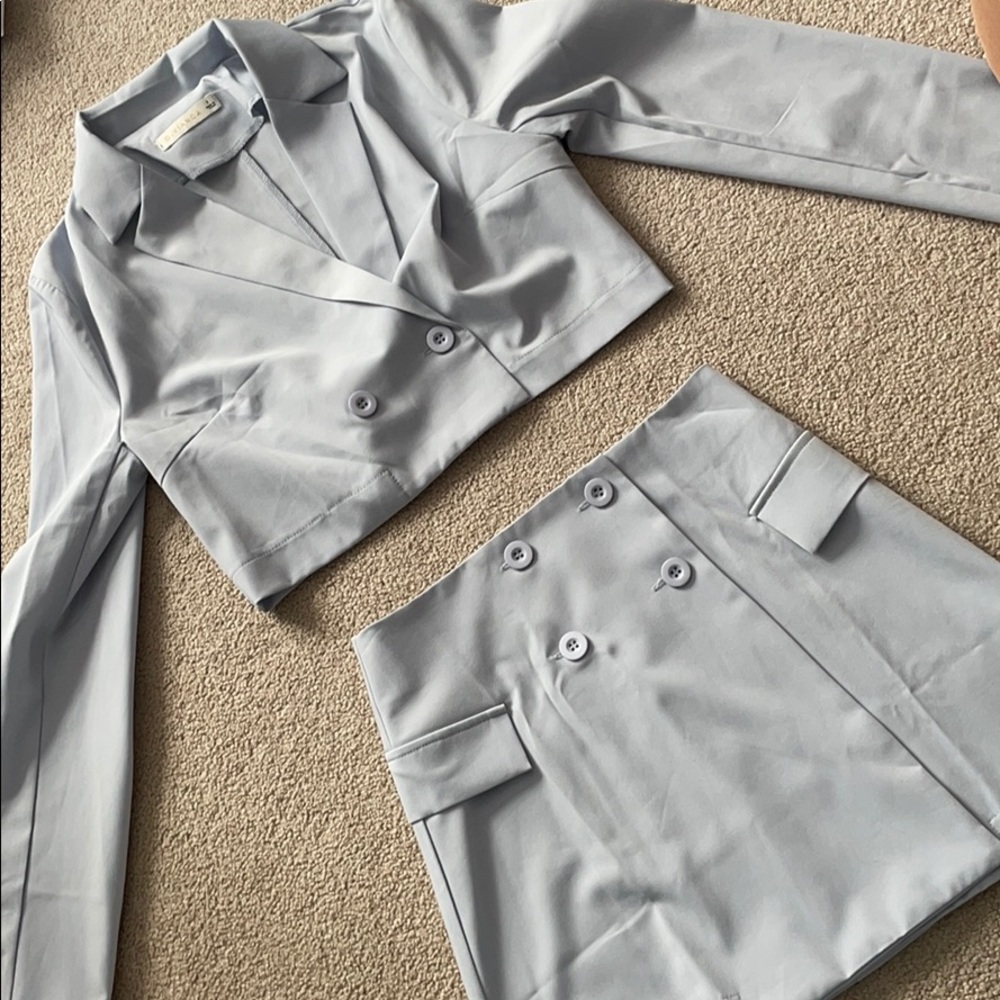 pale blue blazer set
